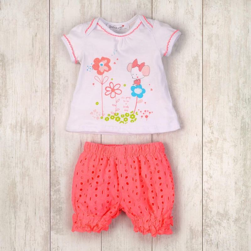 set dívčí tričko, kalhoty, Minoti, LOVELY 1, holka - 80/86 | 12-18m