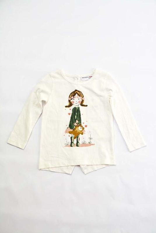 Tričko dívčí s dlouhým rukávem, Minoti, PRETTY 1, krémová - 80/86 | 12-18m