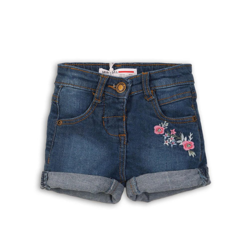 Kraťasy dívčí džínové s elastenem, Minoti, DITSY 1, modrá - 122/128 | 7/8let