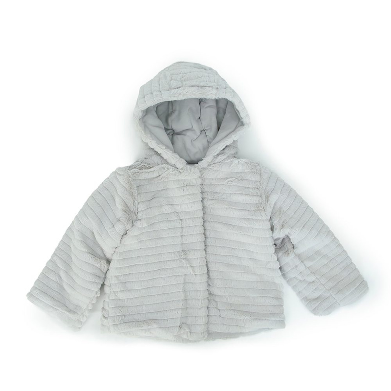 Dívčí kožešinová bunda, Minoti, DOLL 7, šedá - 80/86 | 12-18m