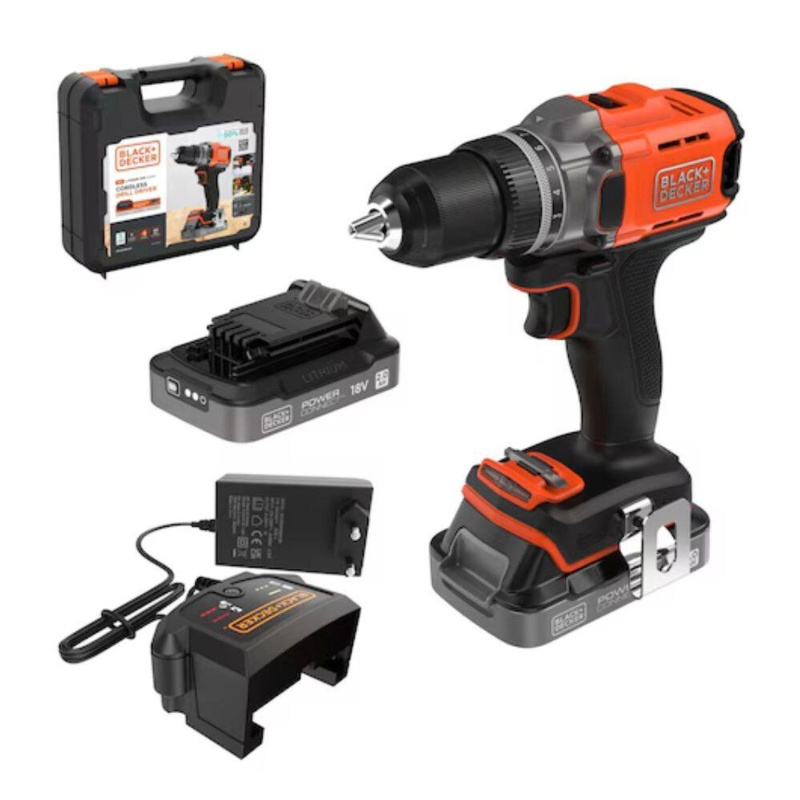 Black+Decker Aku šroubovák BCD382D2XK-QW, 18 V, sada 2x Aku