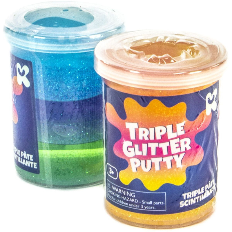 Tříbarevná třpytivá modelína v kelímku