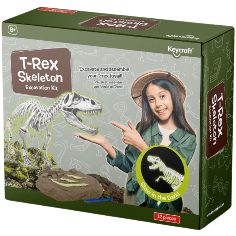 Keycraft Sada na vykopávky kostry T-Rexe svítící ve tmě