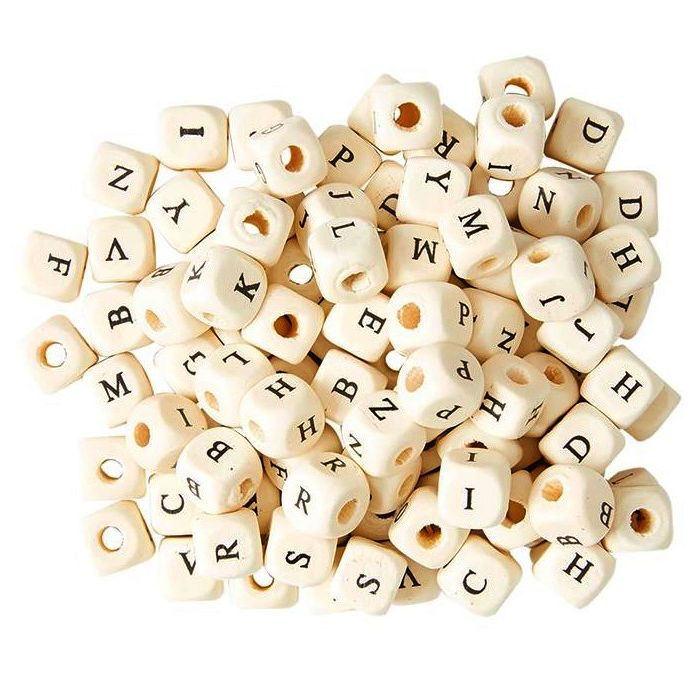 Dřevěné korálky (100ks) písmena