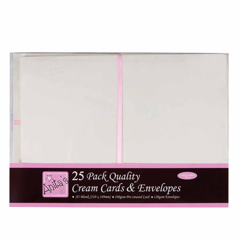 A5 přání a obálky 25ks (240g/m2) krémové