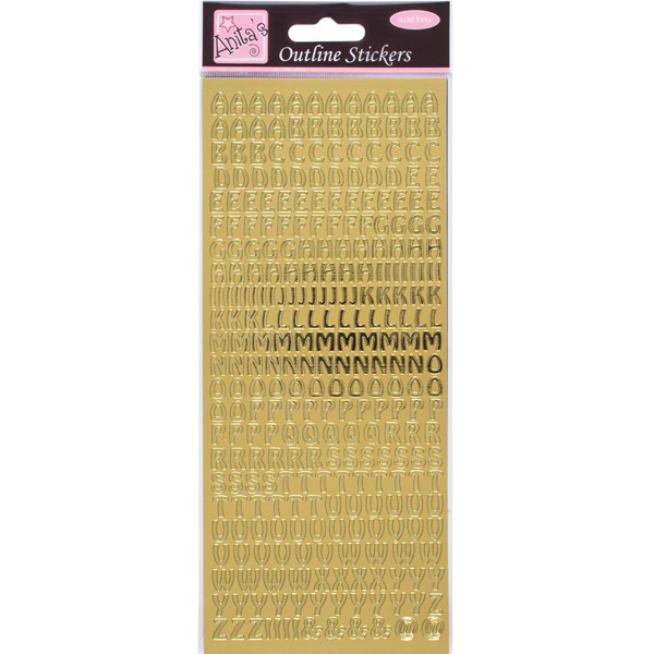 Samolepky kontury metalické zlaté - velká písmena - font 1