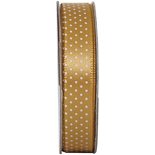 Stuha saténová puntík zlatá (3m)