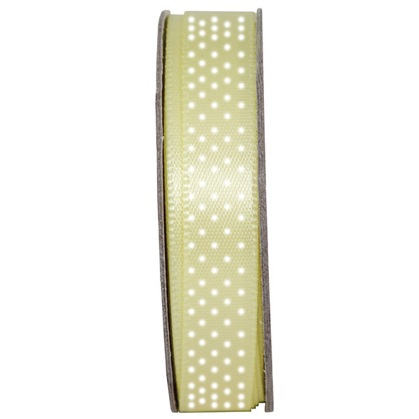 Stuha saténová puntík citrónová (3m)