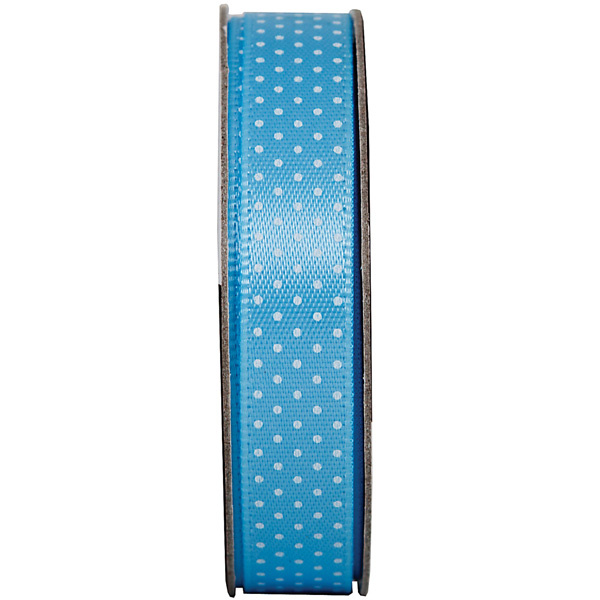 Stuha saténová puntík světle modrá (3m)