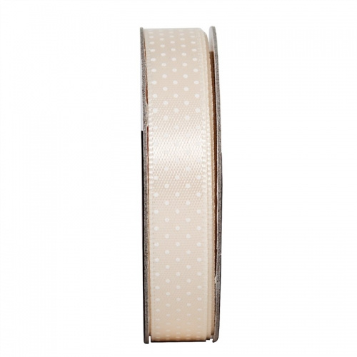 Stuha saténová puntík krémová (3m)