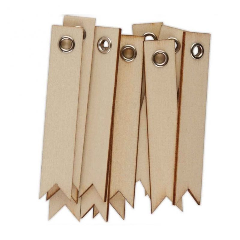 Visačky praporky - dřevěné dekorace (12ks)