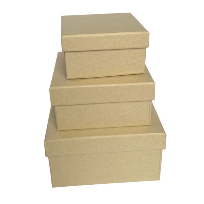 Sada krabiček z kartonu (3ks) Čtverec