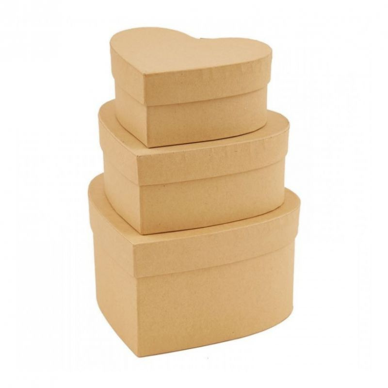 Krabičky z kartonu sada (3ks) Srdce