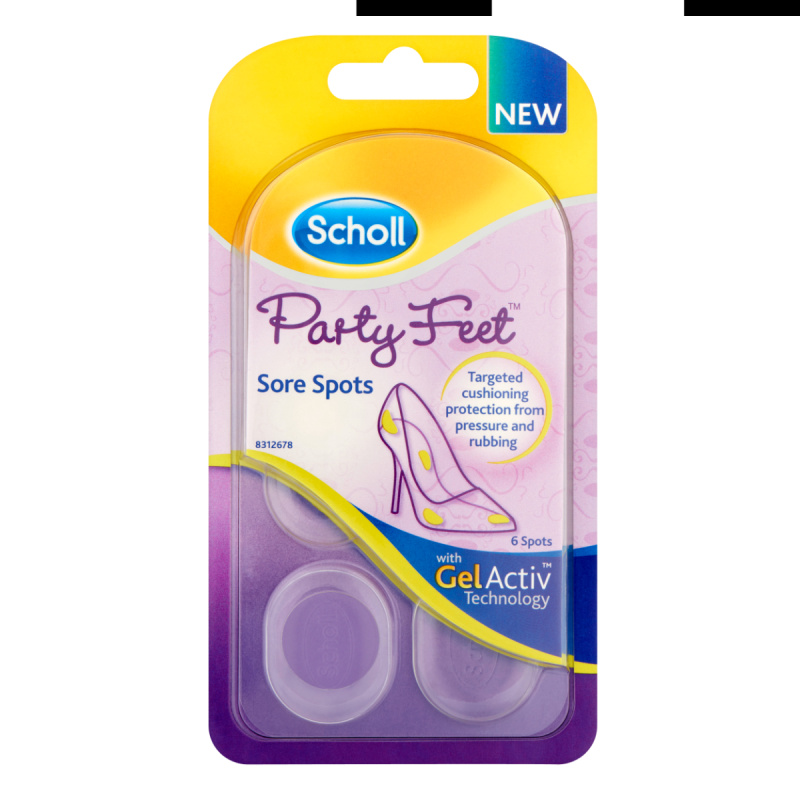 Scholl Party Feet Sore Spots polštářky na citlivá místa chodidla 6 ks