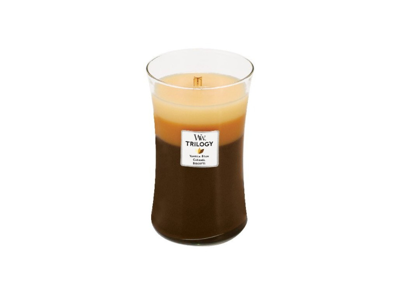 Woodwick Trilogy Café Sweets vonná svíčka s dřevěným knotem 609.5 g
