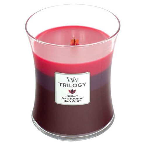 Woodwick Trilogy Sun Ripened Berries vonná svíčka s dřevěným knotem 275 g