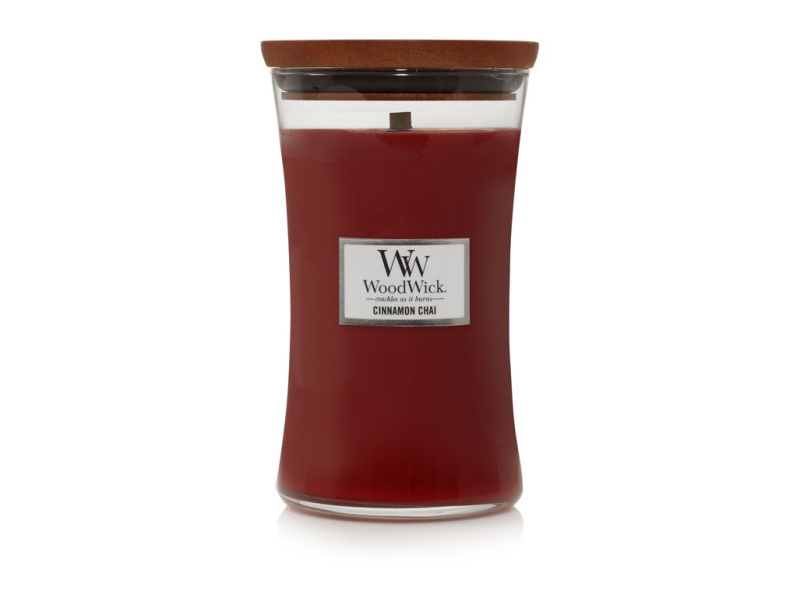 Woodwick Cinnamon Chai vonná svíčka s dřevěným knotem 609.5 g