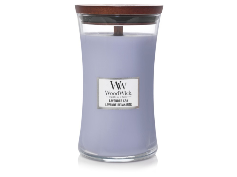 Woodwick Lavender Spa vonná svíčka s dřevěným knotem 609.5 g