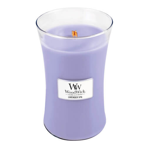 Woodwick Lavender Spa vonná svíčka s dřevěným knotem 609.5 g