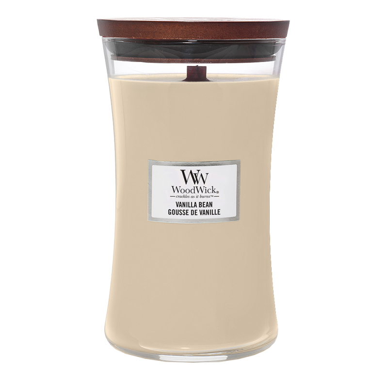 Woodwick Vanilla Bean vonná svíčka s dřevěným knotem 609.5 g