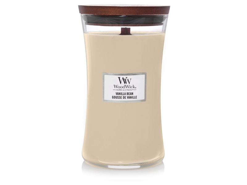Woodwick Vanilla Bean vonná svíčka s dřevěným knotem 609.5 g