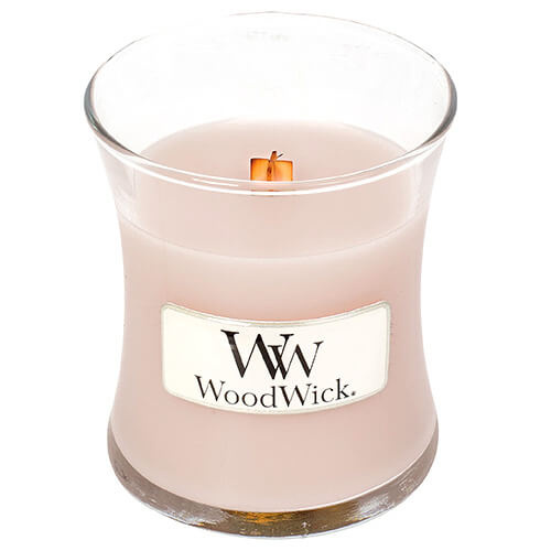 Woodwick Vanilla & Sea Salt vonná svíčka s dřevěným knotem 85 g