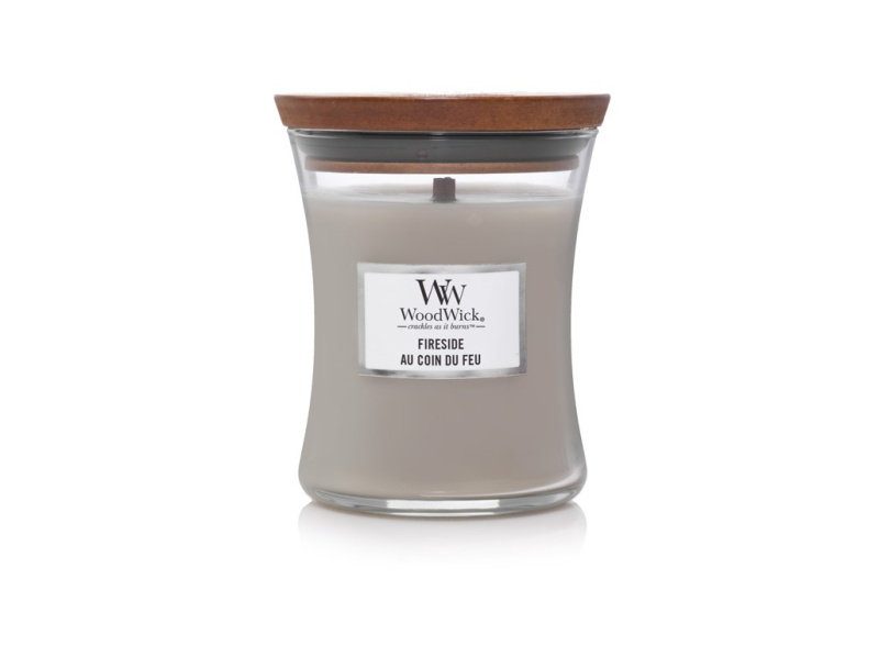 Woodwick Fireside Au Coin Du Feu vonná svíčka s dřevěným knotem 85 g
