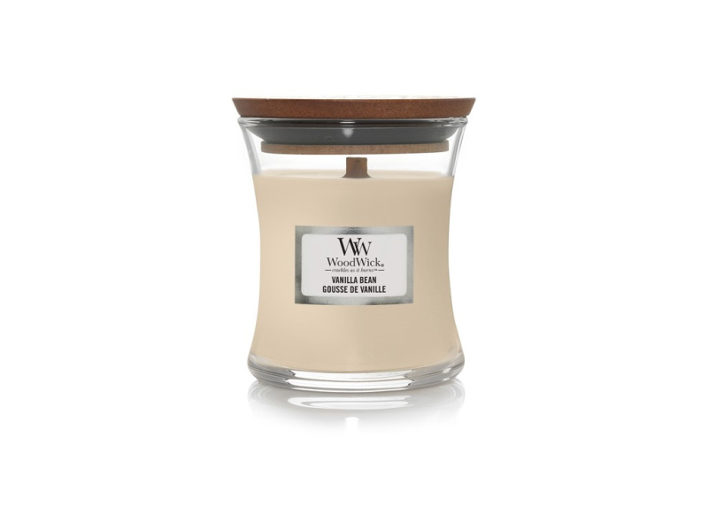 Woodwick Vanilla Bean vonná svíčka s dřevěným knotem 85 g