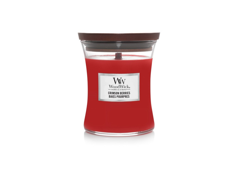 Woodwick Crimson Berries vonná svíčka s dřevěným knotem 85 g