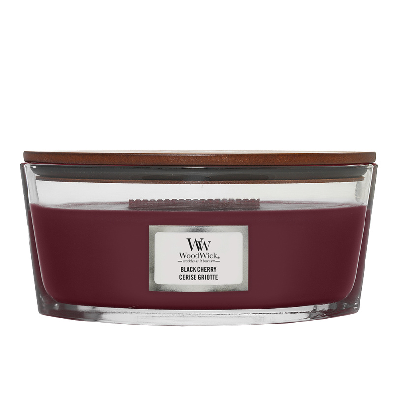 Woodwick Black Cherry vonná svíčka s dřevěným knotem (hearthwick) 453 g