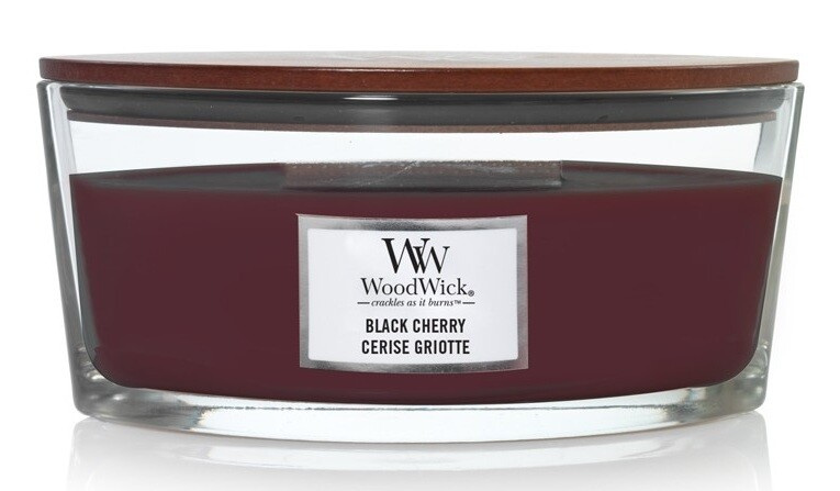 Woodwick Black Cherry vonná svíčka s dřevěným knotem (hearthwick) 453 g