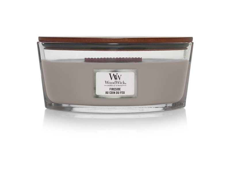 Woodwick Fireplace Fireside vonná svíčka s dřevěným knotem (hearthwick) 453 g
