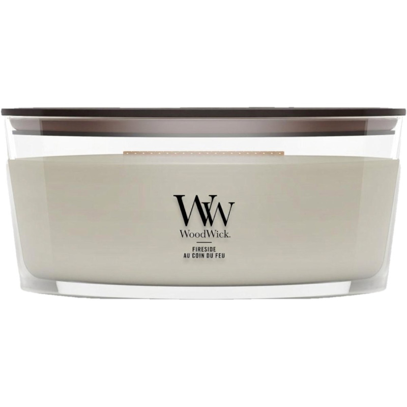 Woodwick Fireplace Fireside vonná svíčka s dřevěným knotem (hearthwick) 453 g