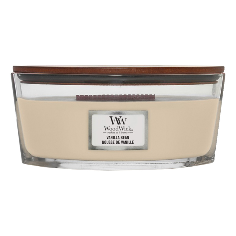 Woodwick Vanilla Bean vonná svíčka s dřevěným knotem (hearthwick) 453.6 g
