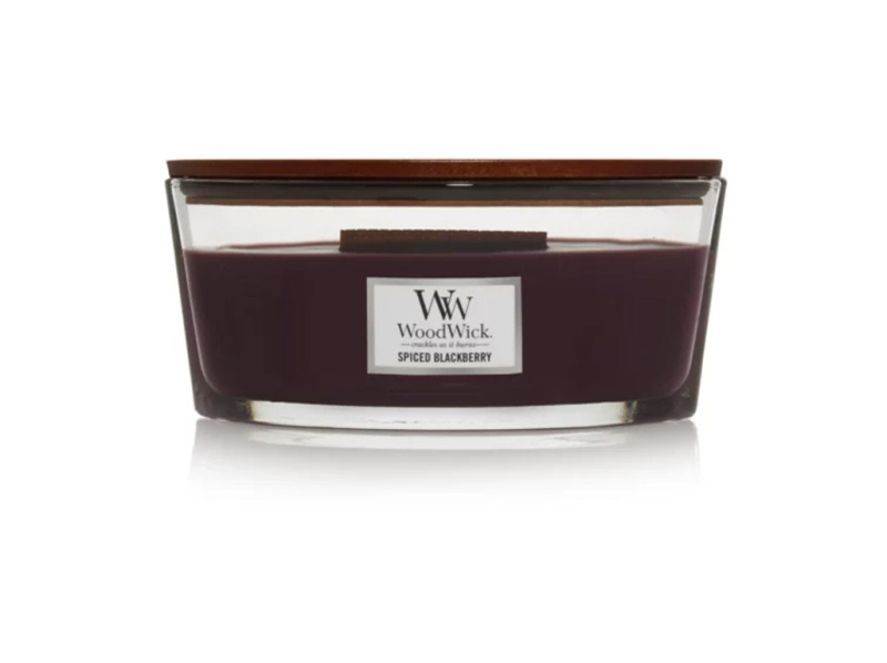 Woodwick Spiced Blackberry vonná svíčka s dřevěným knotem (hearthwick) 453,6 g