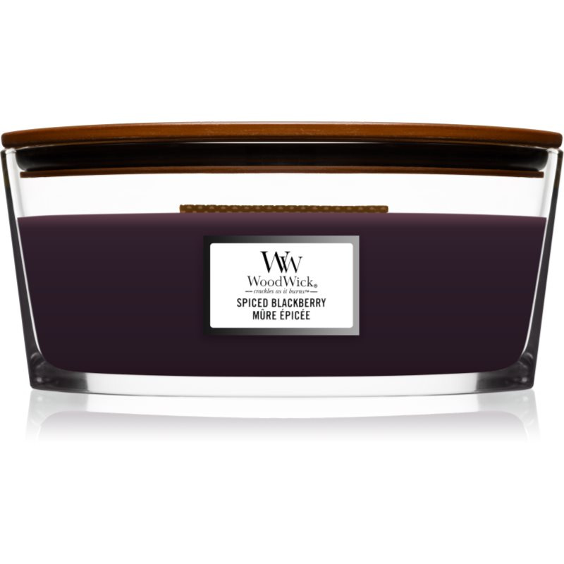 Woodwick Spiced Blackberry vonná svíčka s dřevěným knotem (hearthwick) 453,6 g