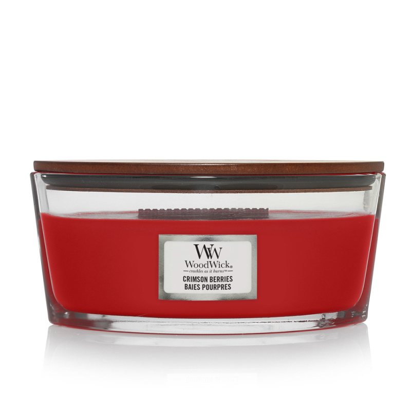 Woodwick Crimson Berries vonná svíčka s dřevěným knotem (hearthwick) 453,6 g