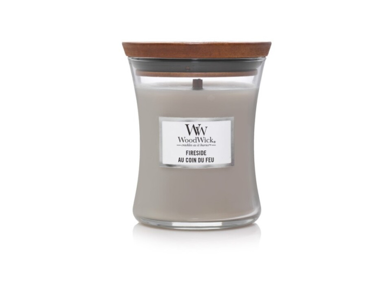 Woodwick Fireside Au Coin Du Feu vonná svíčka s dřevěným knotem 275 g