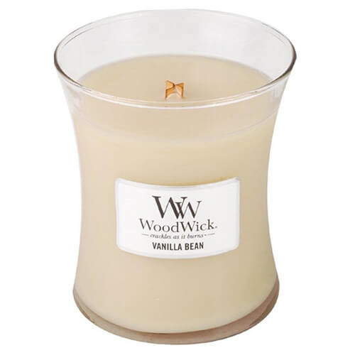 Woodwick Vanilla Bean vonná svíčka s dřevěným knotem 275 g