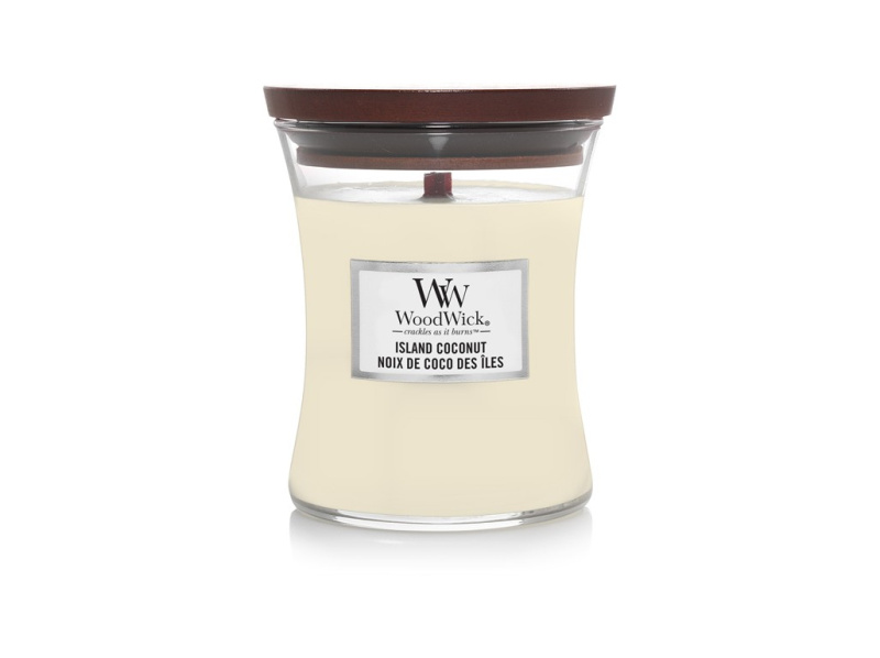 Woodwick Island Coconut vonná svíčka s dřevěným knotem 275 g