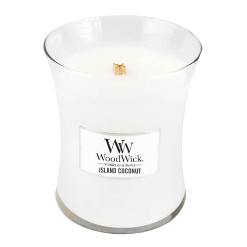Woodwick Island Coconut vonná svíčka s dřevěným knotem 275 g