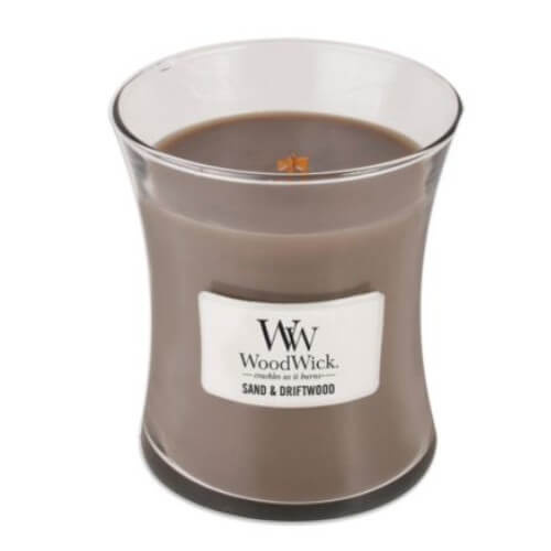 Woodwick Sand & Driftwood vonná svíčka s dřevěným knotem 275 g