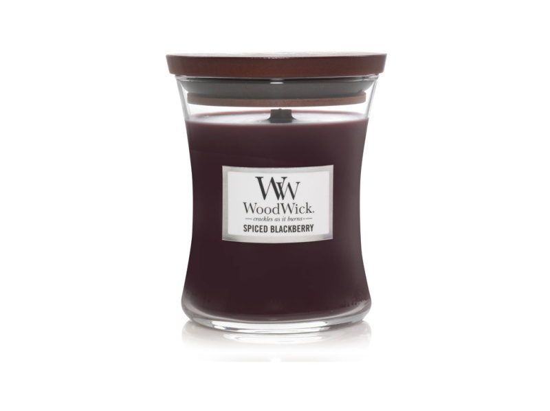 Woodwick Spiced Blackberry vonná svíčka s dřevěným knotem 275 g