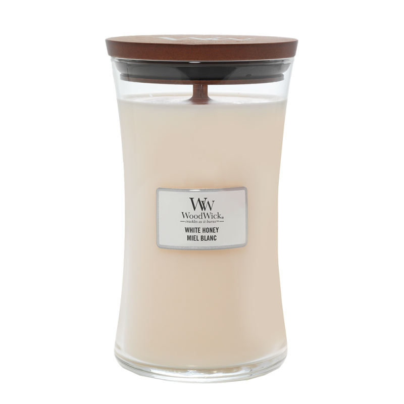 Woodwick White Honey vonná svíčka s dřevěným knotem 609.5 g
