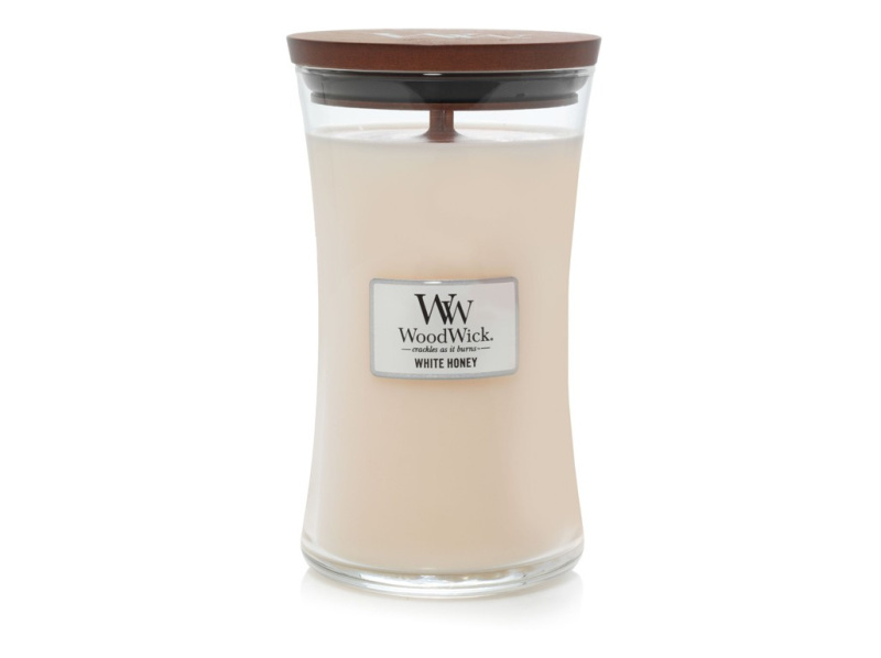 Woodwick White Honey vonná svíčka s dřevěným knotem 609.5 g