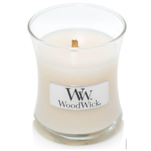 Woodwick White Honey Miel Blanc vonná svíčka s dřevěným knotem 85 g