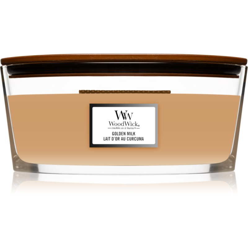 Woodwick Golden Milk vonná svíčka s dřevěným knotem (hearthwick) 453.6 g
