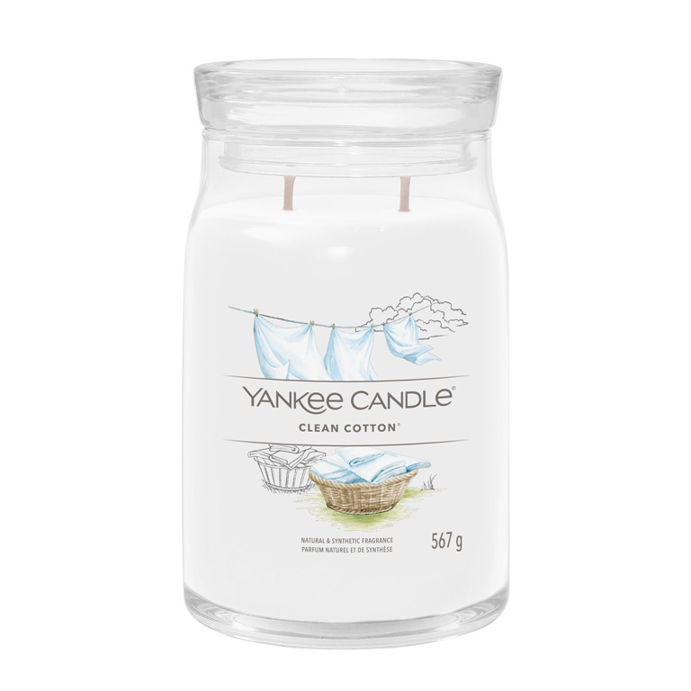 Yankee Candle Clean Cotton vonná svíčka Signature 567 g