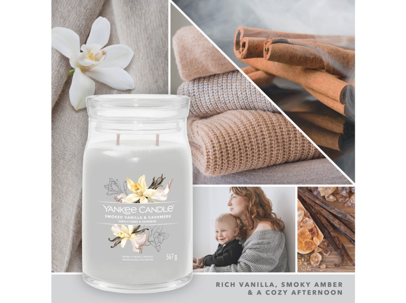 Yankee Candle Smoked Vanilla & Cashmere vonná svíčka Signature 567 g