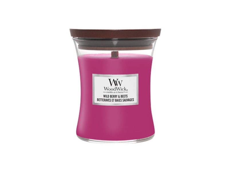 Woodwick Wild Berry & Beets vonná svíčka s dřevěným knotem 275 g